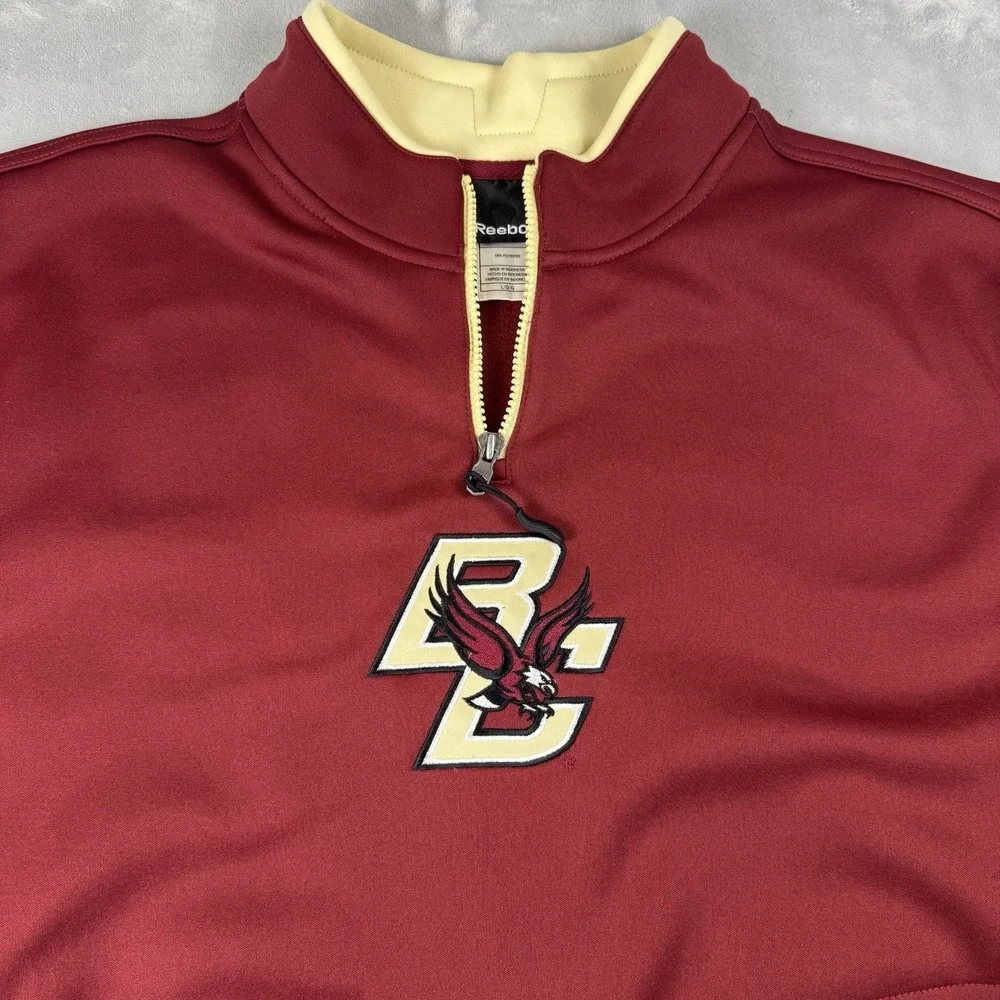 Boston College Eagles Reebok Fleece 1/4 Zip Pullover Chest Embroidered Men s L - Picture 1 of 12